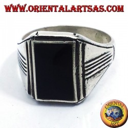 Silberring mit Onyx rechteckigen