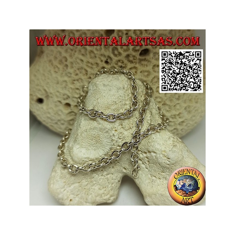 Collier en argent 925 ‰ avec anneaux ronds lisses perpendiculaires de 57,5 ​​cm x 5 mm