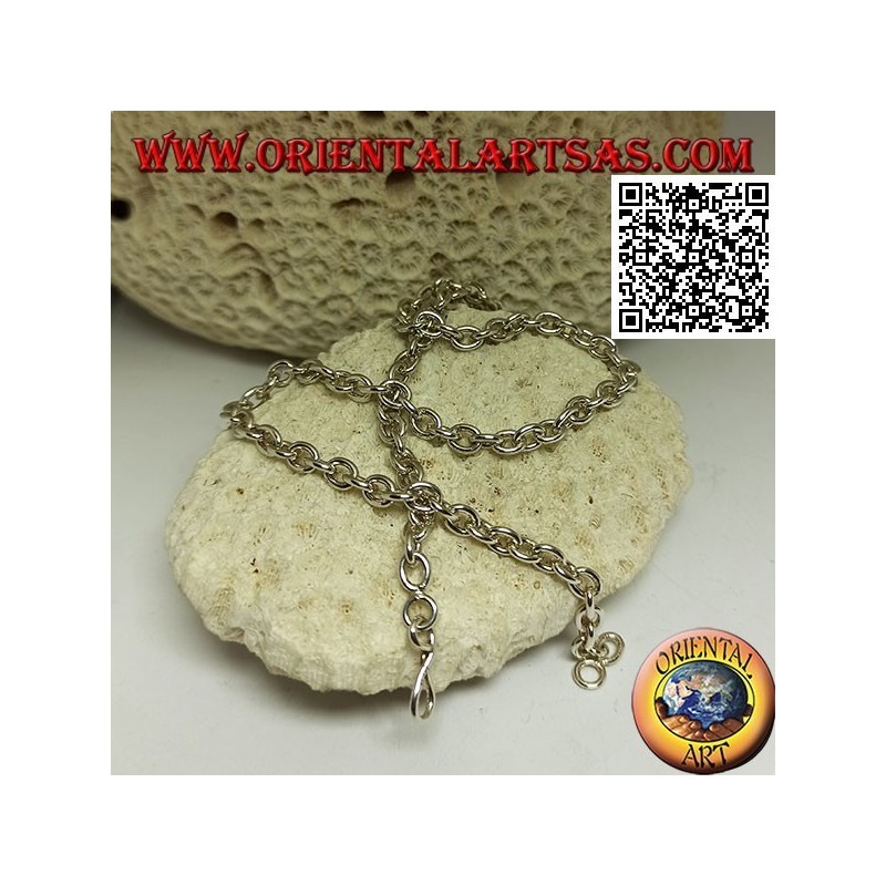 Collar de plata 925 ‰ con anillos redondos lisos perpendiculares de 57,5 ​​cm x 5 mm