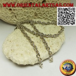 Collier en argent 925 ‰ avec anneaux ronds lisses perpendiculaires de 57,5 ​​cm x 5 mm