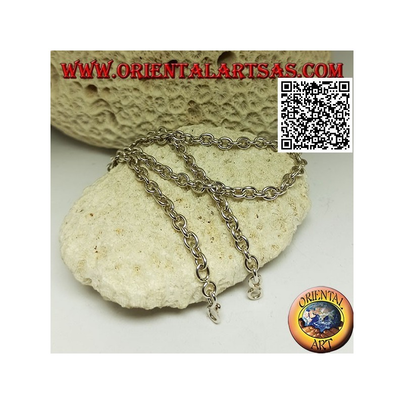 Collana in argento 925 ‰ ad anelli tondi lisci perpendicolari da 57,5 cm x 5 mm
