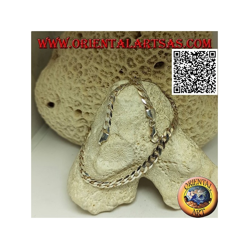 925 ‰ Silberkette mit 62 cm x 5,5 mm x 1 mm Diamant-Groumette-Kette