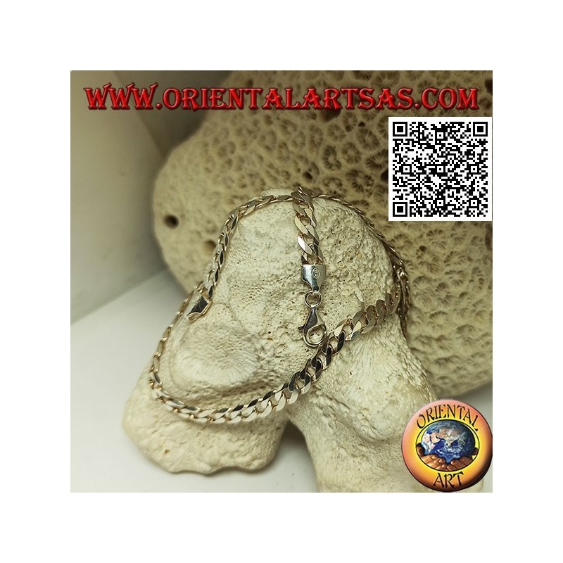 925 ‰ Silberkette mit 62 cm x 5,5 mm x 1 mm Diamant-Groumette-Kette