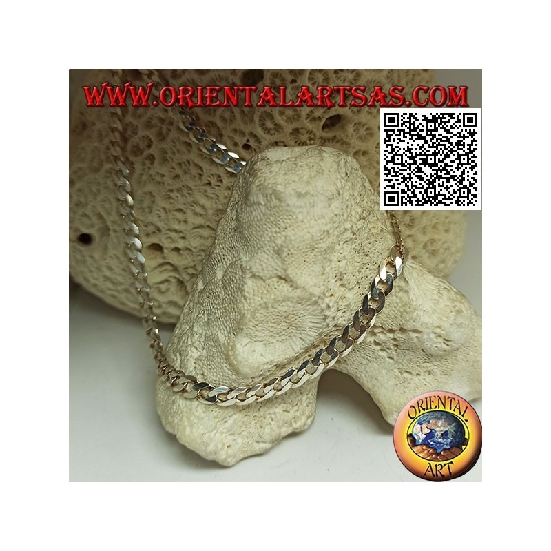 925 ‰ Silberkette mit 62 cm x 5,5 mm x 1 mm Diamant-Groumette-Kette