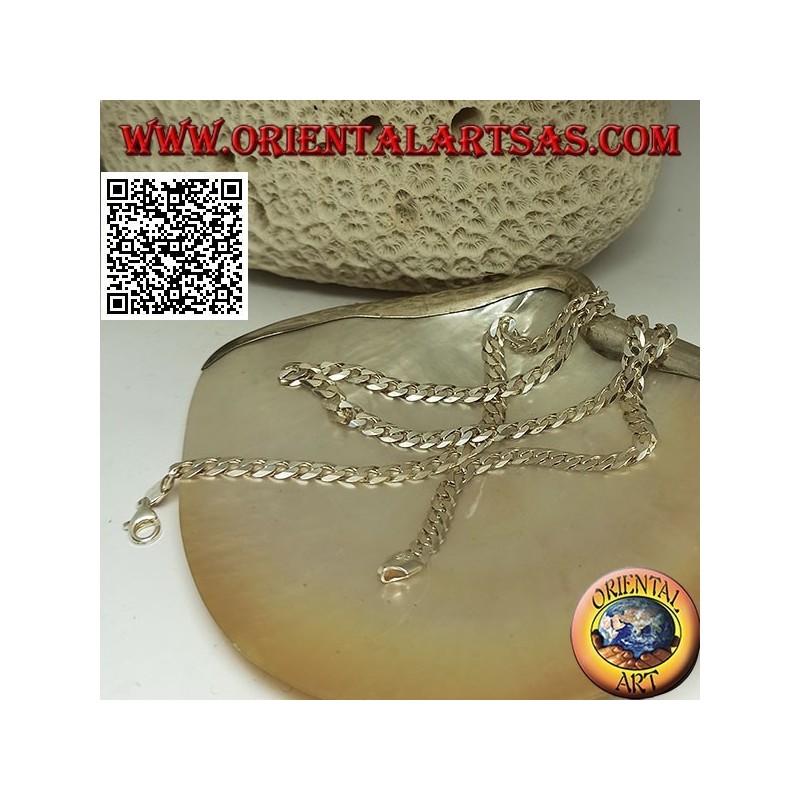 925 ‰ Silberkette mit 62 cm x 5,5 mm x 1 mm Diamant-Groumette-Kette