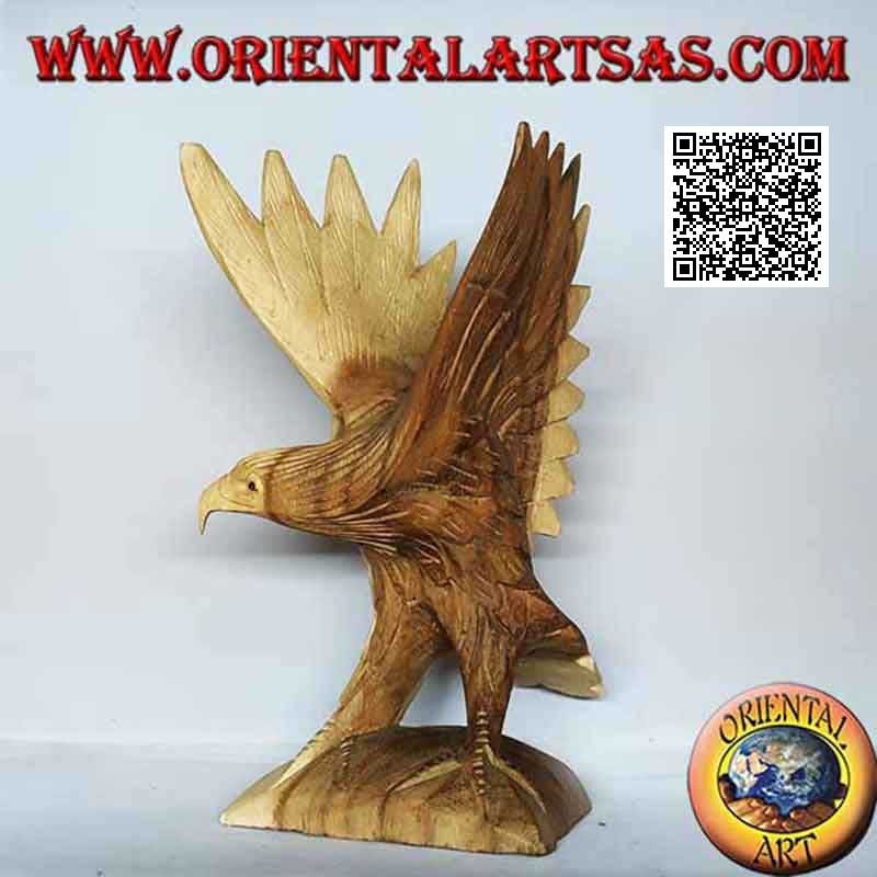 Skulptur des Steinadlers mit ausgebreiteten Flügeln in Suarholz von 23 cm
