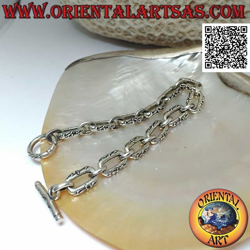 Bracciale Catena Argento Ovale Rilievo | Oriental Art