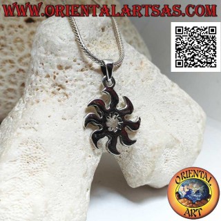 Silver pendant, smooth multi-blade shuriken