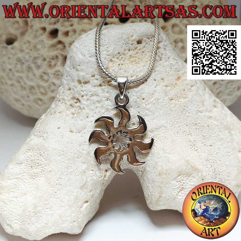 Pendentif en argent, shuriken multi-lames lisse
