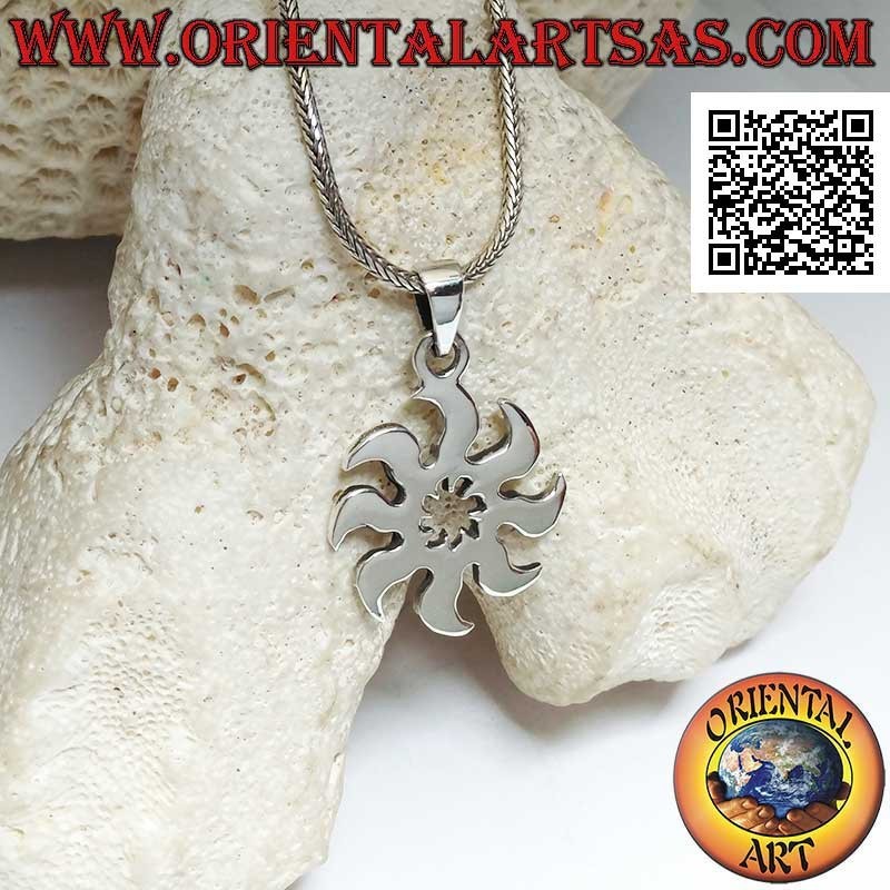 Pendentif en argent, shuriken multi-lames lisse