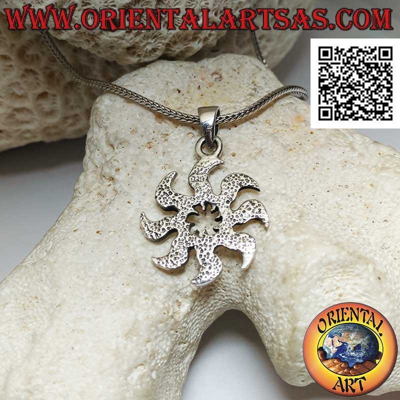 Pendentif en argent, shuriken multi-lames lisse