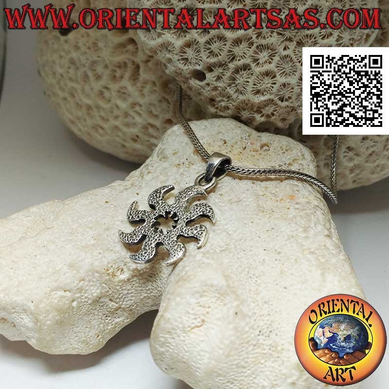Pendentif en argent, shuriken multi-lames lisse