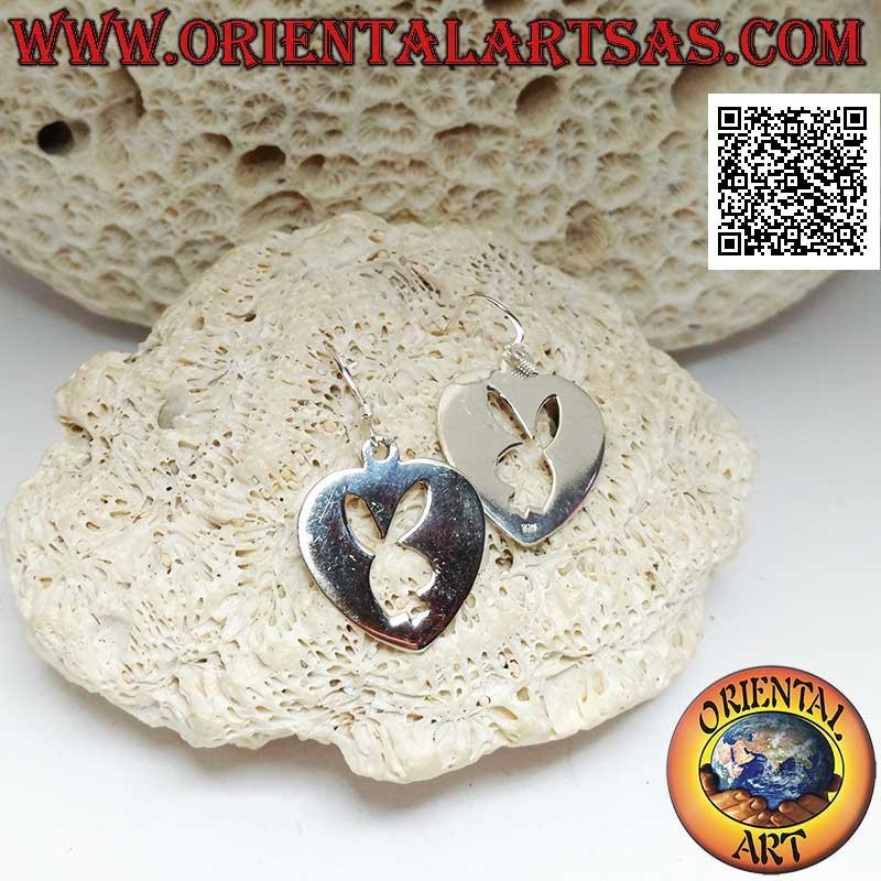 Boucles d'oreilles pendantes en argent en forme de plectre avec lapin Playboy perforé