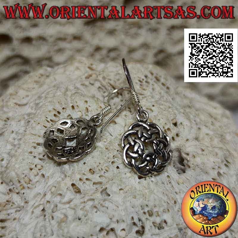 Silver earrings with pendant Antrim knot