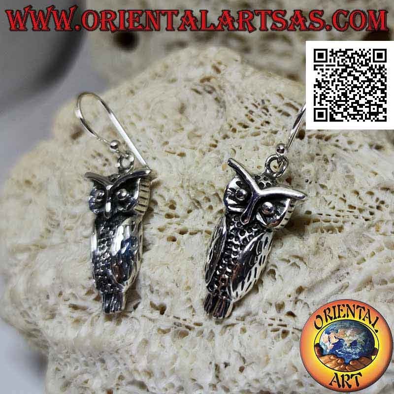 Orecchini in argento con il saggio gufo pendente