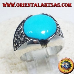Men's ring with round turquoise