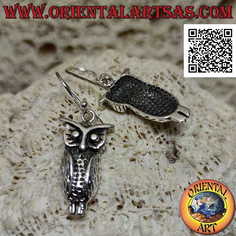 Silver earrings with the wise owl pendant