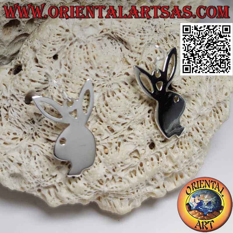 Silver earrings with a smooth Playboy bunny pendant