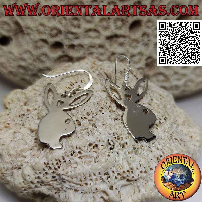 Orecchini in argento con coniglietto Playboy liscio pendente