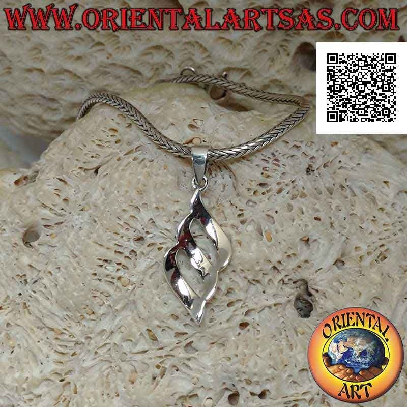 Ciondolo in argento con tre linee oblique parallele di marcassite leggermente bombate