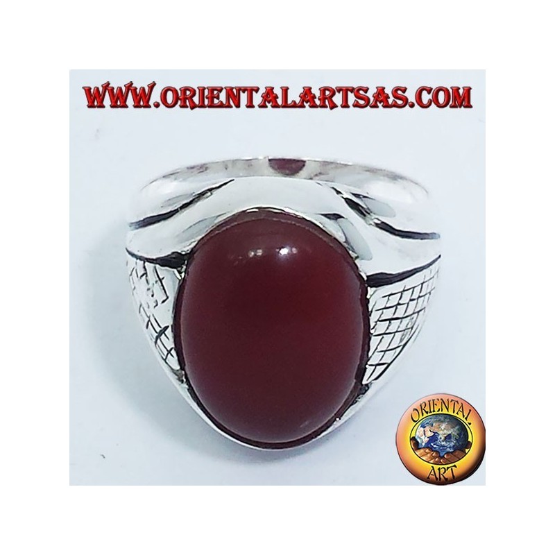 Silberring mit Karneol-Cabochon oval