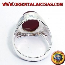 silver ring with carnelian cabochon oval