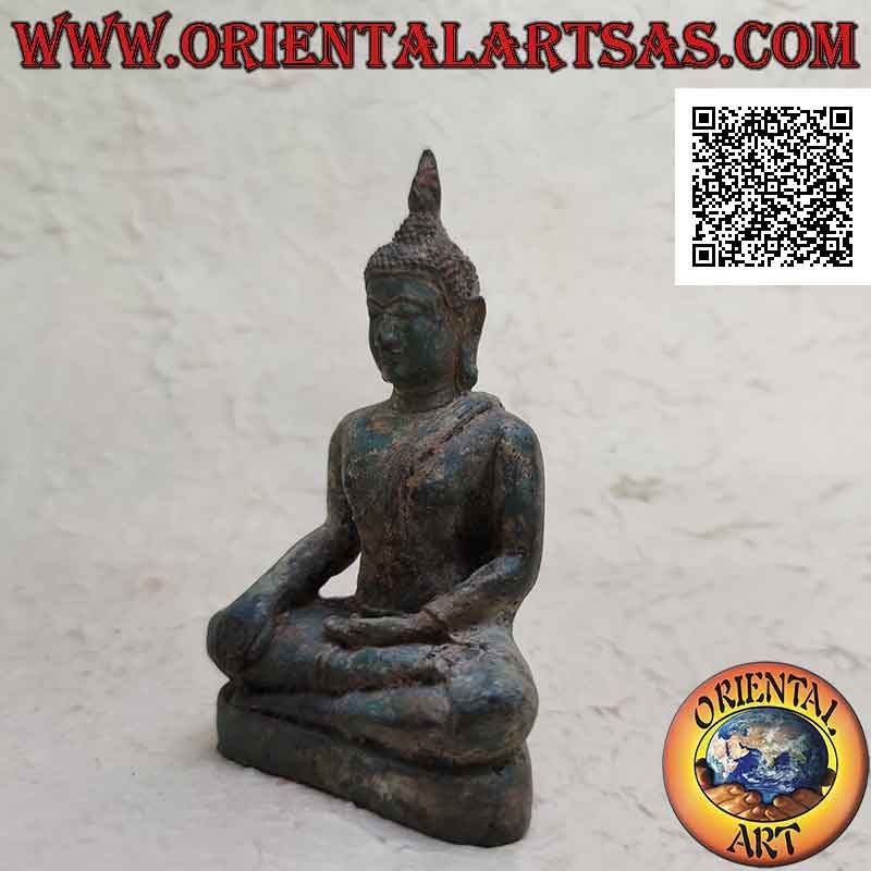 Buddha sculpture "Bhumisparsha Mudra - Subduing the demon Mara" in bronze 11 cm