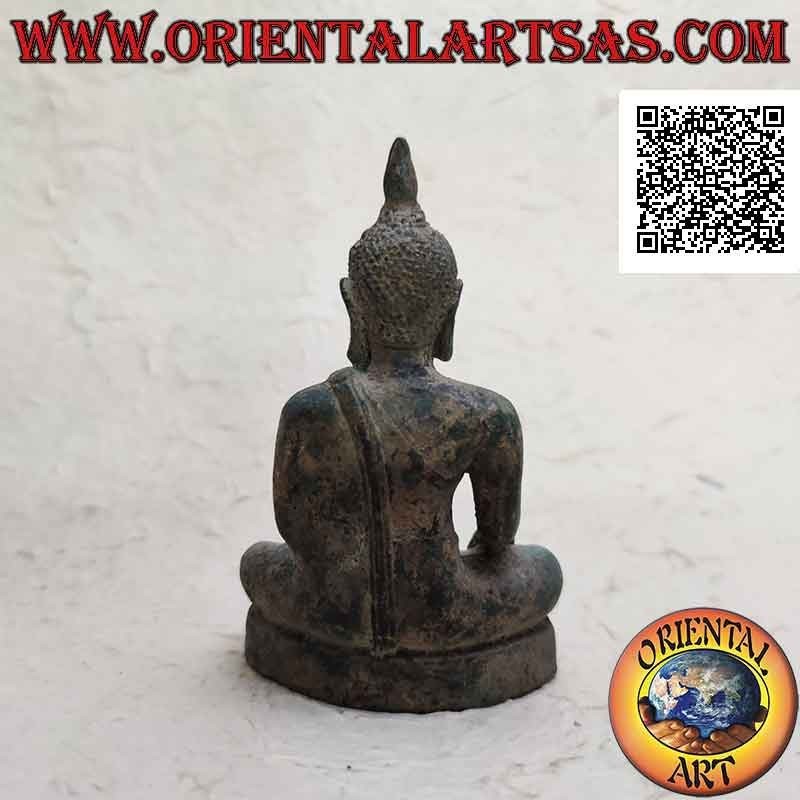 Escultura de Buda "Bhumisparsha Mudra - Sometiendo al demonio Mara" en bronce 11 cm