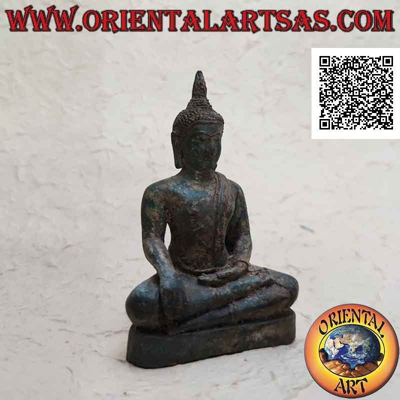 Buddha sculpture "Bhumisparsha Mudra - Subduing the demon Mara" in bronze 11 cm