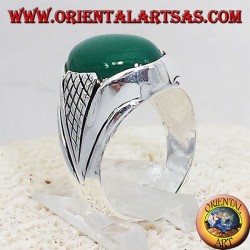 Silberring mit grüner Achat Cabochon oval