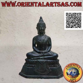 Scultura Buddha "Dhyana Mudra - simbolo di meditazione e saggezza" sull'altare in bronzo (18 cm)