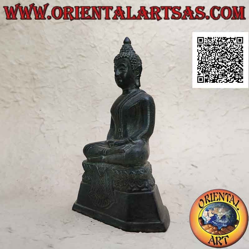 Sculpture de Bouddha "Dhyana Mudra - symbole de la méditation et de la sagesse" sur l'autel en bronze (18 cm)