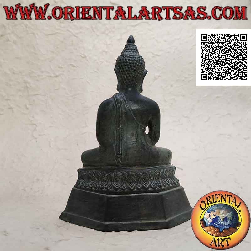 Scultura Buddha "Dhyana Mudra - simbolo di meditazione e saggezza" sull'altare in bronzo (18 cm)