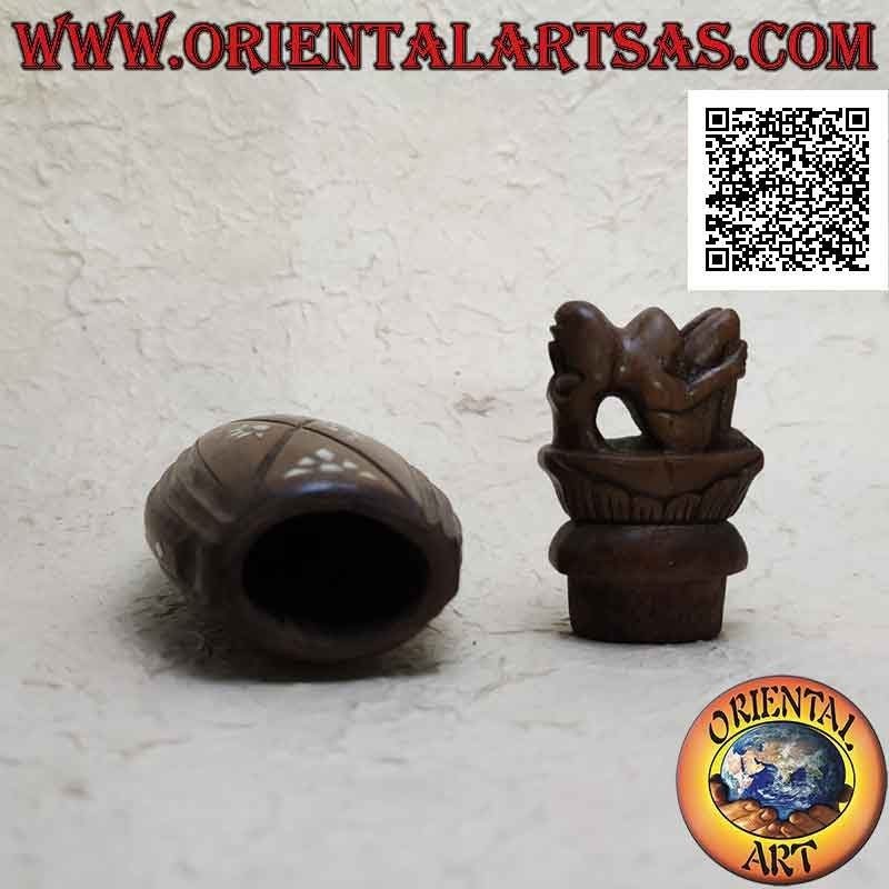 Shorea Indonesian wood jewelry box hand carved and mother of pearl inlay with sculpture of motherhood
