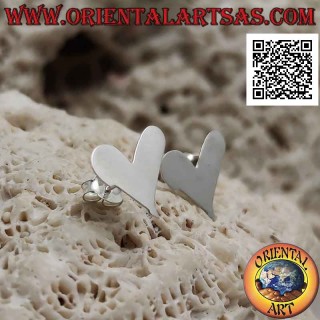 Orecchini in argento da lobo a forma di cuore liscio