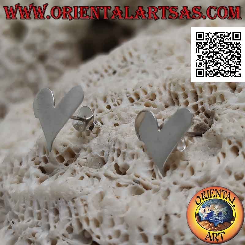 Orecchini in argento da lobo a forma di cuore liscio
