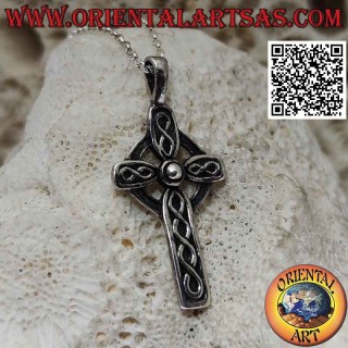 Pendentif en argent, croix celtique avec le symbole de l'infini en bas-relief