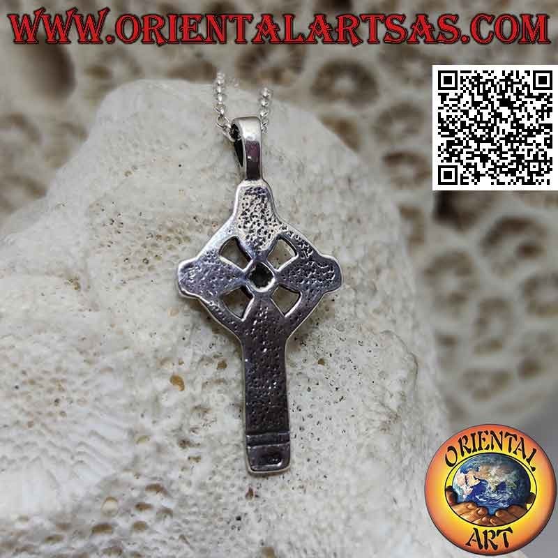 Silver pendant, Celtic cross with the infinity symbol in bas-relief