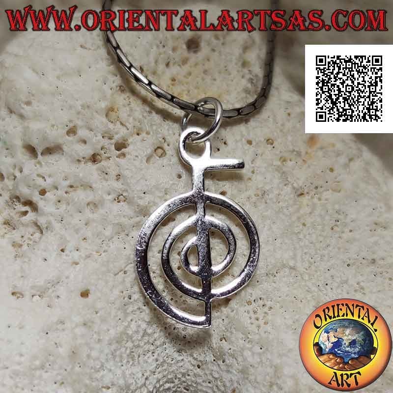 Pendentif en argent en forme de Cho Ku Rei, premier symbole du pouvoir Reiki