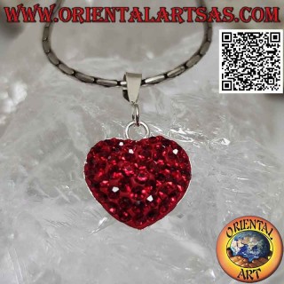 Pendentif Cœur de l'Amour Argent 925 avec Micro-strass Rouges - Oriental Art