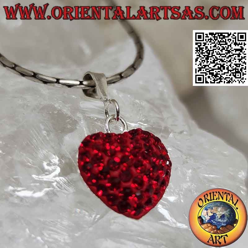 Ciondolo Cuore dell'Amore Argento 925 con Micro-strass Rossi - Gioiello Romantico