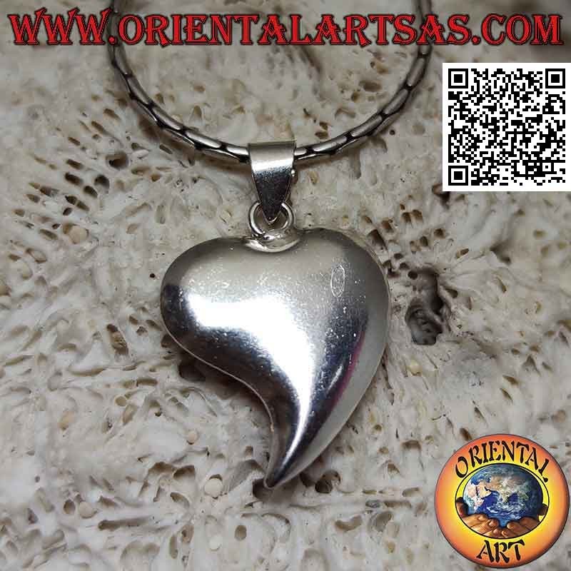 Pendentif Cœur Pointe Allongée Micro-strass Rouges Argent 925 | Oriental Art