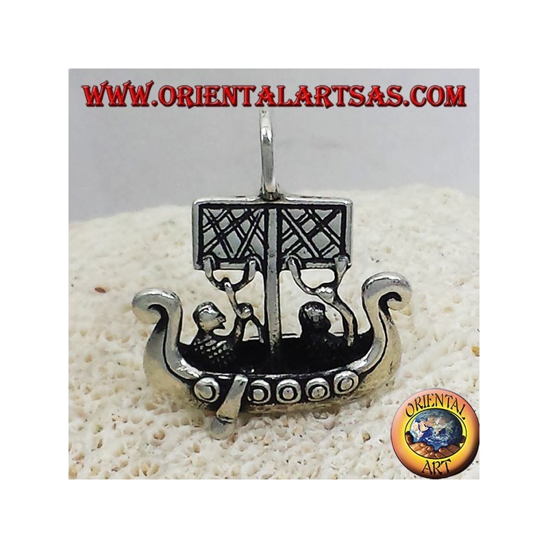 ciondolo Nave vichinga Libjars tridimensionale in argento