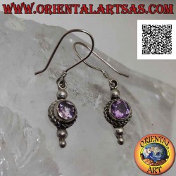 Silver earrings with round...