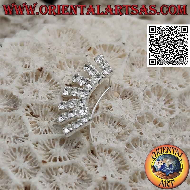 Kletternder silberner Ohrring (Kletterer) mit Reihen weißer Zirkone
