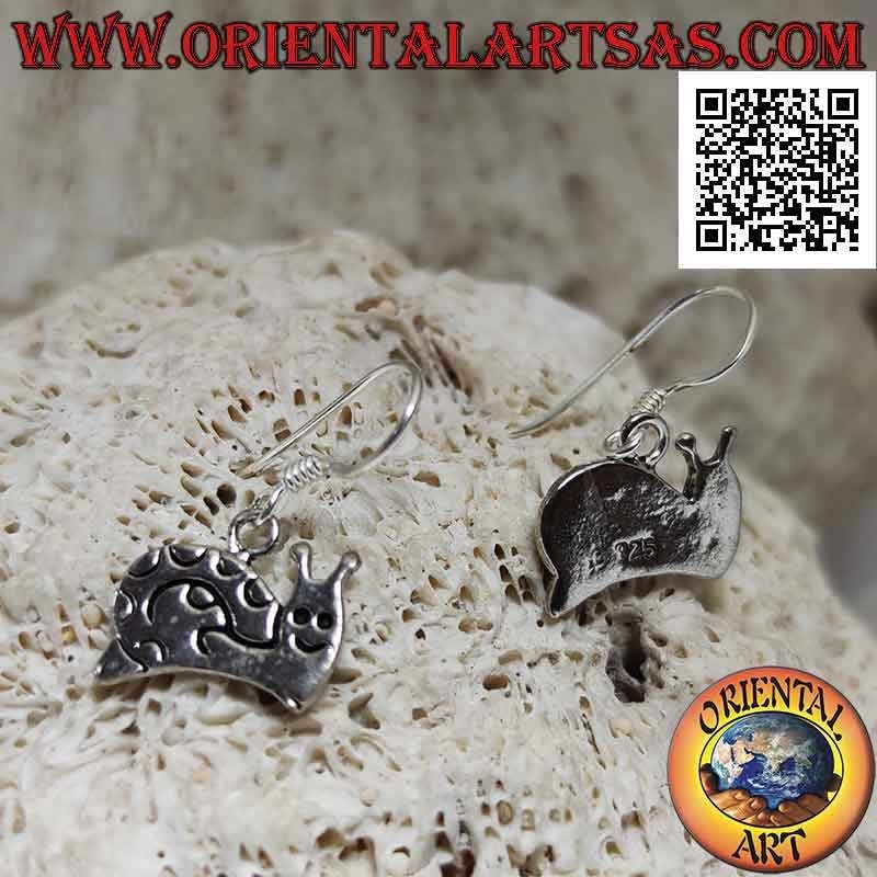 Silver leverback earrings with profile snail
