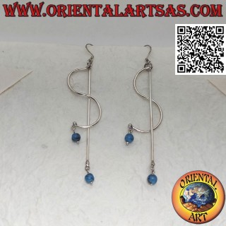 Boucles d'oreilles pendantes en argent "S" et "I" avec boule turquoise en dessous