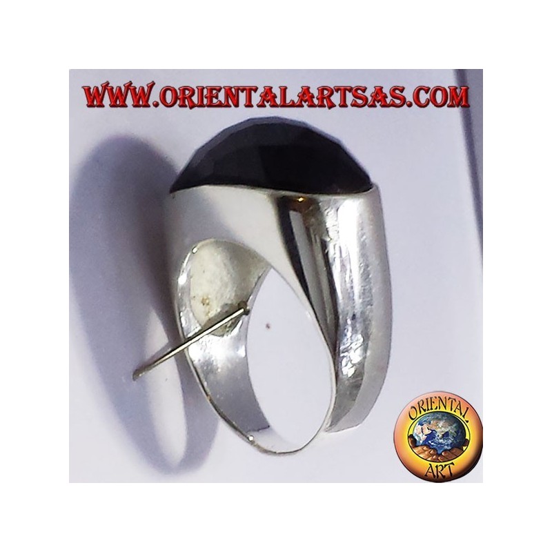 anillo de plata con ónix facetado