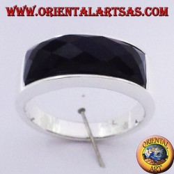 Bague en argent avec la courbe facettes onyx
