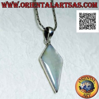Colgante de plata con nácar romboidal deltoides con borde liso